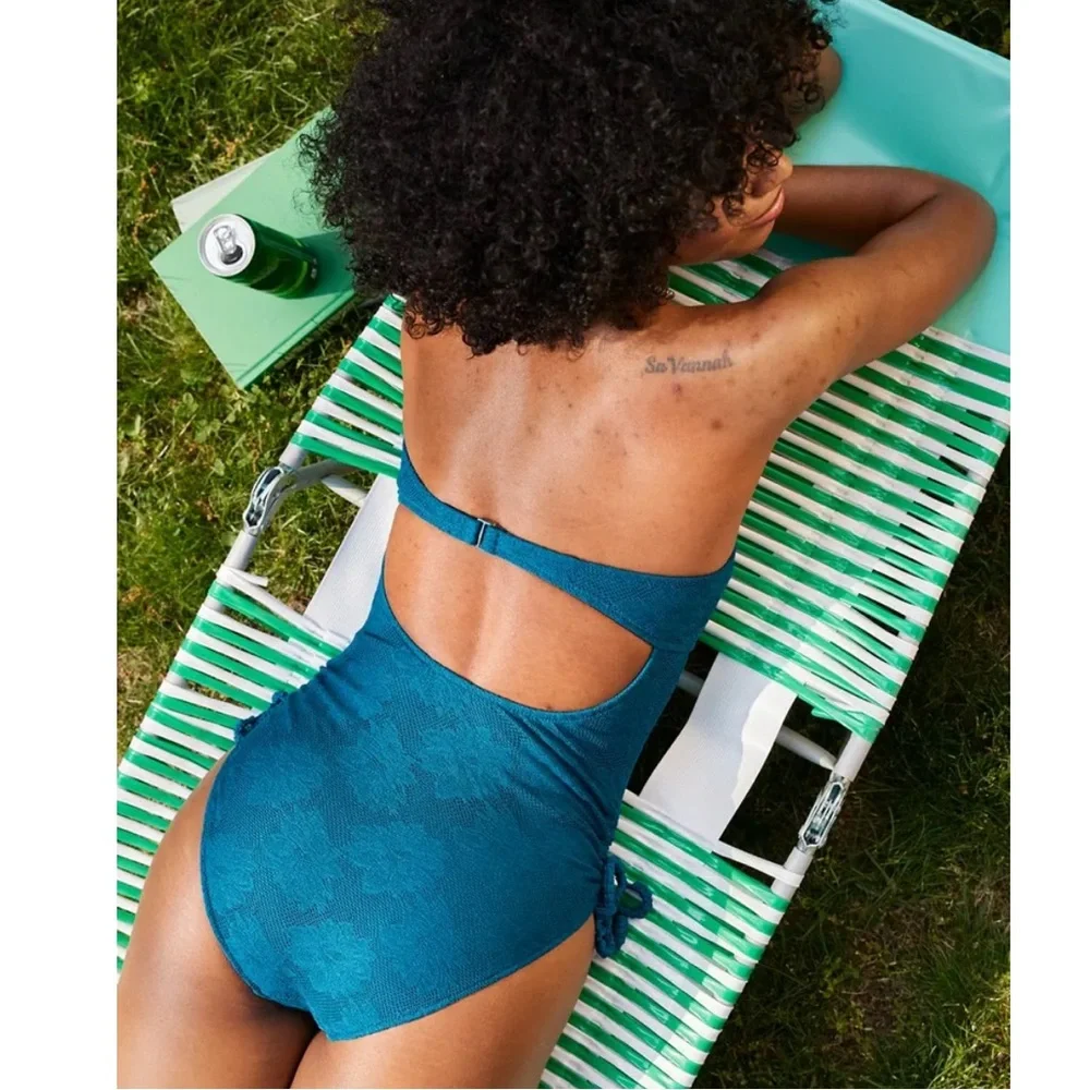 NWT Aerie Lace Cut Out Strapless One Piece Swimsuit Size XL - Picture 2 of 12